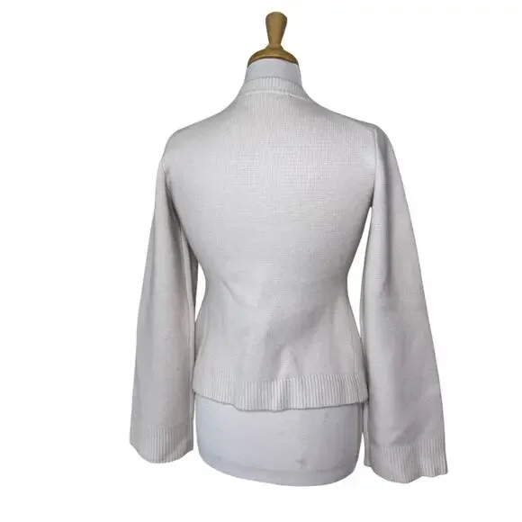 JENNI KAYNE Cooper Button Up Cardigan Warm Ivory Wool Cashmere Size Small - Picture 2 of 8